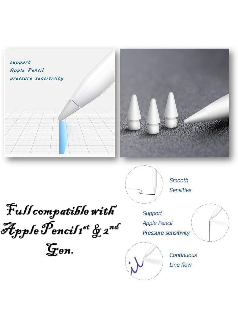 Pencil Replacement Tip, Compatible with 1st & 2nd Generation, White, High Sensitivity, Tilt & Pressure White, Pencil Tip