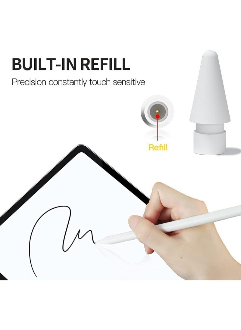 Pencil Replacement Tip, Compatible with 1st & 2nd Generation, White, High Sensitivity, Tilt & Pressure White, Pencil Tip