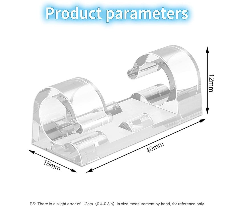 PIBOKU PIBOKU 16Pcs Cable Organizer Clips Transparent SelfAdhesive Cord Holder Durable ABS with 3M Foam Wire Management for Desk Wall Car Office LED Lights  - Image 3