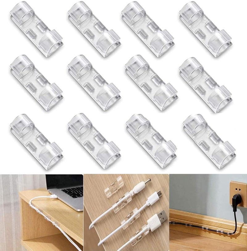 PIBOKU PIBOKU 16Pcs Cable Organizer Clips Transparent SelfAdhesive Cord Holder Durable ABS with 3M Foam Wire Management for Desk Wall Car Office LED Lights  - Image 2