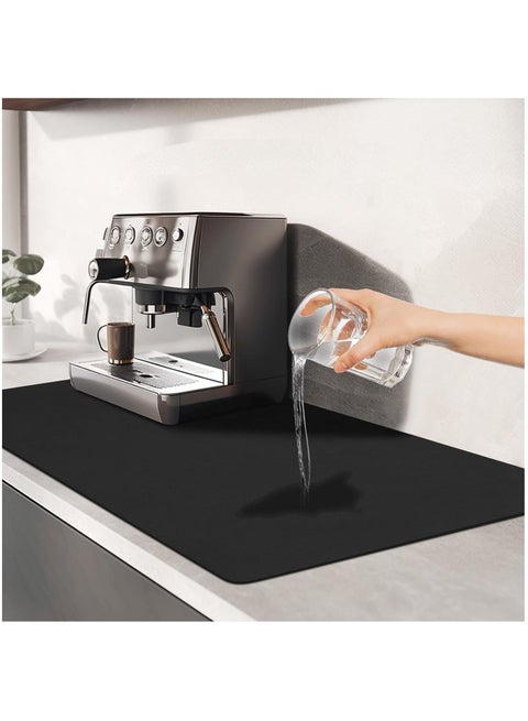 حصيرة القهوة - حصيرة ماصة للبقع بدعم من المطاط سريعة الجفاف تناسب ماكينة تحضير القهوة والاسبريسو - ملحقات بار القهوة والمطبخ حصيرة تجفيف الاطباق