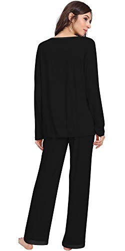 GYS Viscose from Bamboo Women's Pajama Sets Super Soft Long Sleeve Sleepwear Comfy Winter Pjs Sets S-4X, Black, Large - Image 2