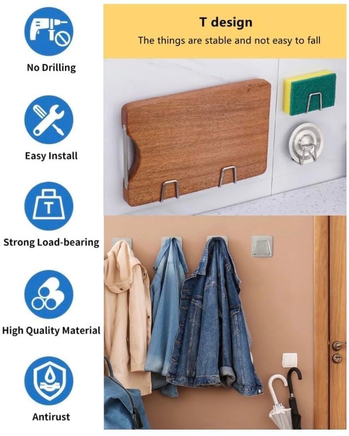 LARYNX Self Adhesive Stainless Steel Sponge Holder for Kitchen Sink, Waterproof and Rustproof, Kitchen Sink Organiser (Small, 2 pcs) - Image 4