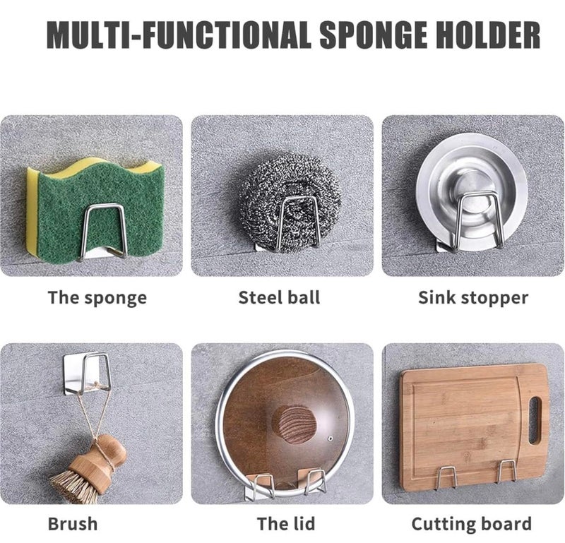 LARYNX Self Adhesive Stainless Steel Sponge Holder for Kitchen Sink, Waterproof and Rustproof, Kitchen Sink Organiser (Small, 2 pcs) - Image 2