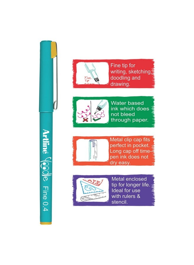 آرت لاين مجموعة أقلام يودل فاين لاين من آرتلاين FD6342300003 - عبوة من 15 قلمًا متعدد الألوان - Image 2