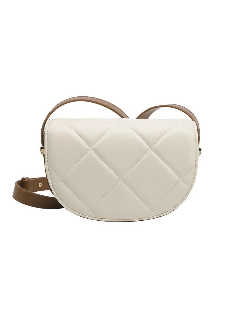 KUYING Versatile Half Round Diamond Checker Single Shoulder Crossbody Bag Saddle Bag - Image 1
