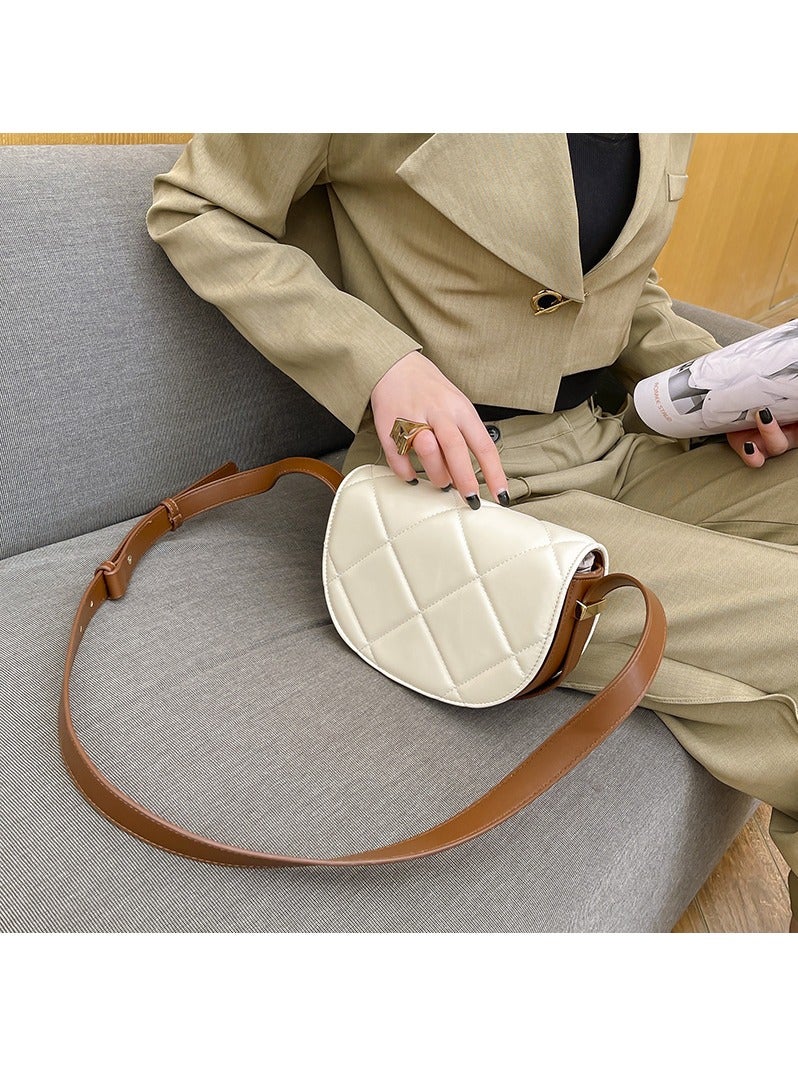 KUYING Versatile Half Round Diamond Checker Single Shoulder Crossbody Bag Saddle Bag - Image 3