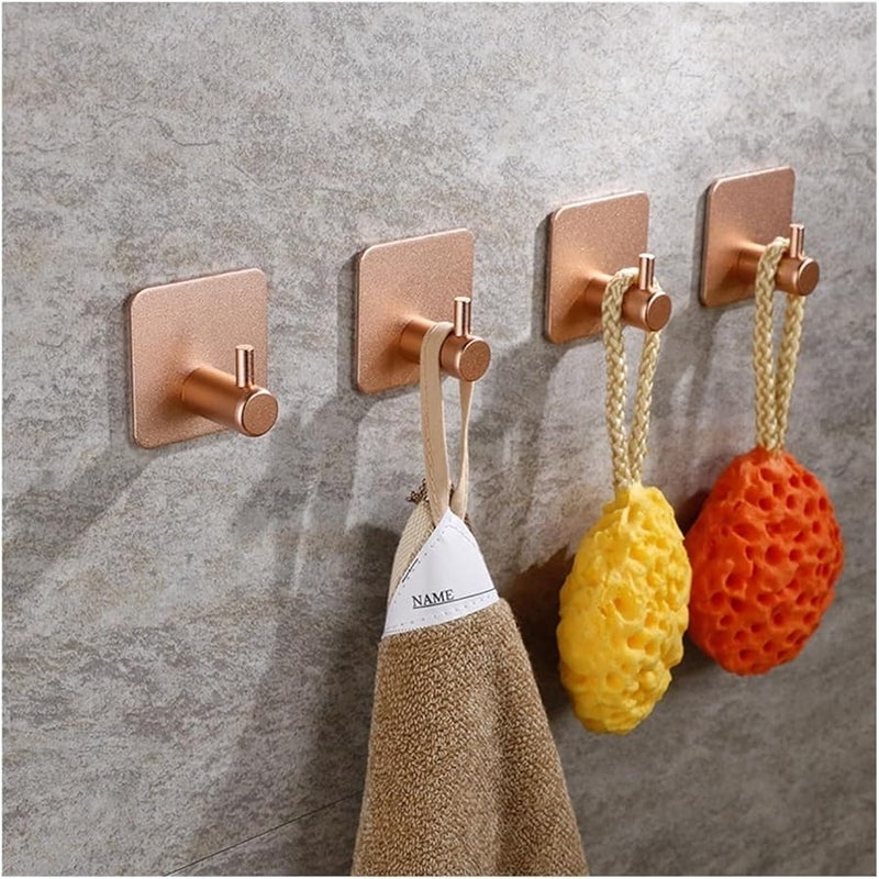 Adhesive Wall Hooks 4pcs 03 Towel Coat Rack Bathroom Kitchen Shelf Organizer - Image 5