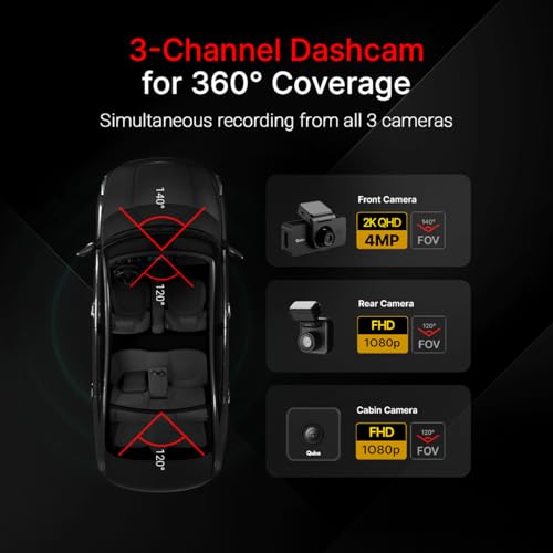 Qubo 3-Channel Dashcam Trio by Hero Group (Front+Rear+Cabin Camera) [New Launch] | 2K QHD | Built-in Wi-Fi & GPS | Wide FOV | IR Night Vision | App Control | Supports up to 1TB SD Card - Image 4