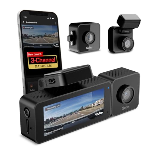 Qubo 3-Channel Dashcam Trio by Hero Group (Front+Rear+Cabin Camera) [New Launch] | 2K QHD | Built-in Wi-Fi & GPS | Wide FOV | IR Night Vision | App Control | Supports up to 1TB SD Card - Image 1