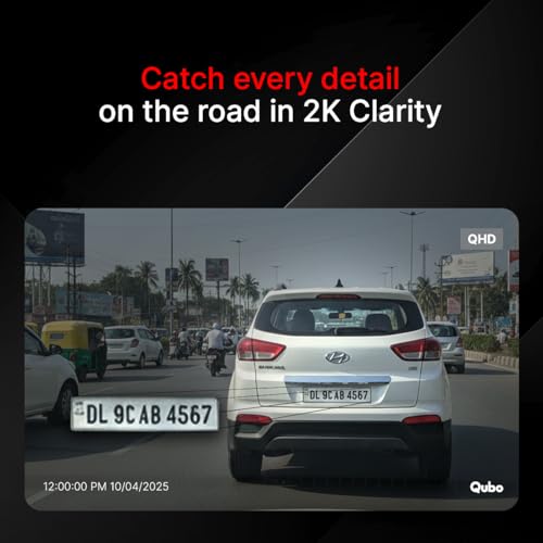 Qubo 3-Channel Dashcam Trio by Hero Group (Front+Rear+Cabin Camera) [New Launch] | 2K QHD | Built-in Wi-Fi & GPS | Wide FOV | IR Night Vision | App Control | Supports up to 1TB SD Card - Image 5