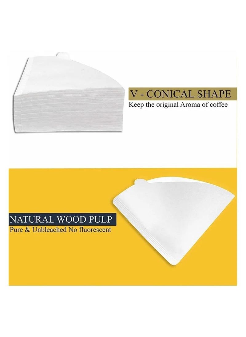 DTBG - 100 Piece Coffee Paper Filter Set V60 Size 01 White - Image 1