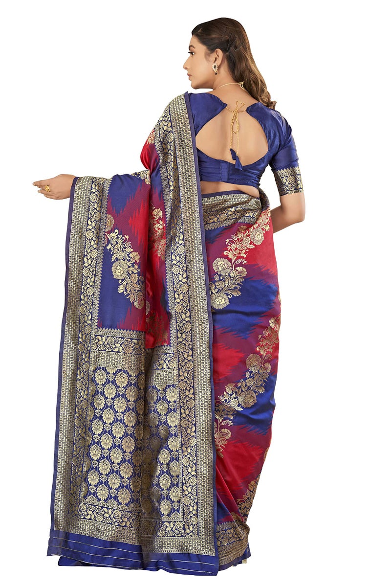MANOHARI Women's Traditional Most Heavy Banarasi Silk With Woven Design Fully Jacquard Work Red Saree With Blouse Piece - Image 5