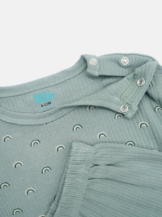 Babies Basic Premium Ribbed Cotton Short Sleeves T-Shirt and Pyjama Set - Image 5