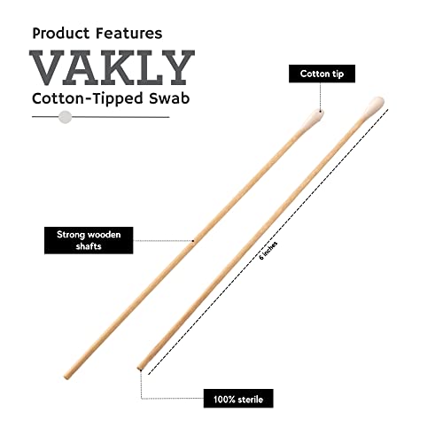 Vakly 200 Sterile Cotton Tipped Applicators 6’’ - Long 6 inch Wooden Medical Cotton Tip Applicator Swabsticks with Shaft and Soft Swabs for Location Application, Cleaning, Crafts and More - Image 2