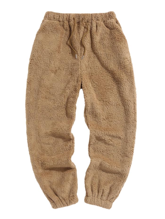 ZAFUL Mens Fluffy Teddy Beam Feet Plush Fuzzy Warm Pajama Pants Sleepwear Loungewear Trouser with Pockets - Image 1