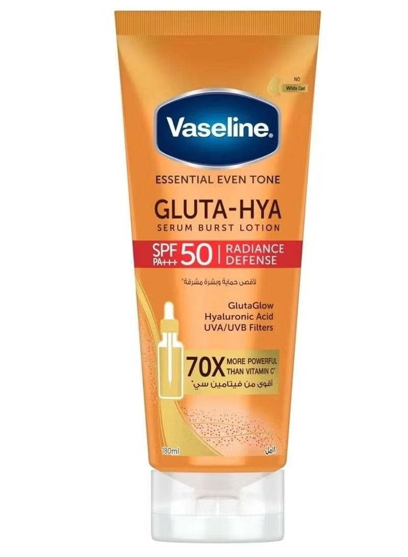 Vaseline Gluta-Hya Serum Burst Lotion, Radiance Defense, SPF 50 PA+++, with GlutaGlow