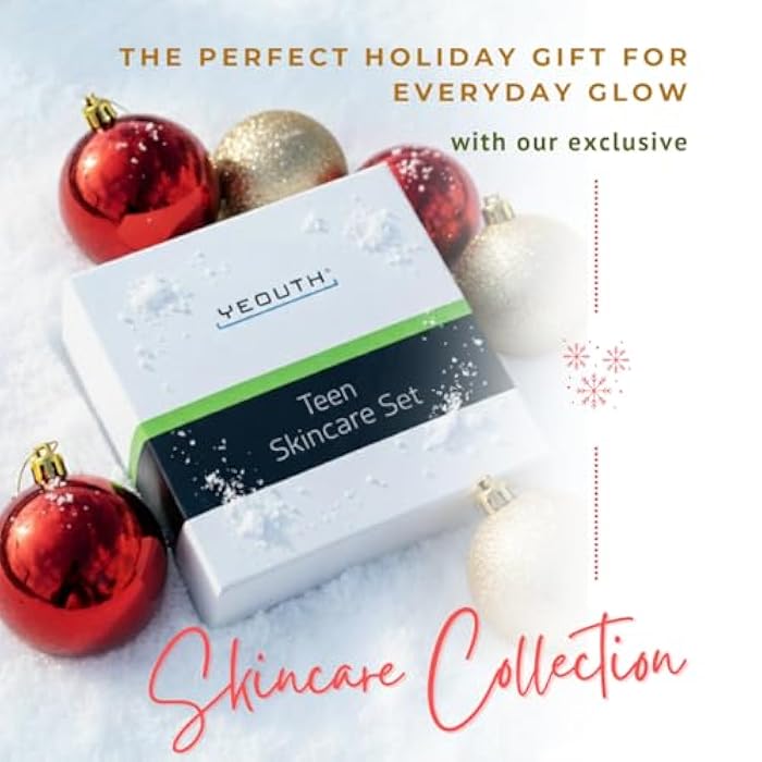 YEOUTH Skin Care Set: Hyaluronic Acid Serum, Vitamin C Cleanser, Toner & Face Cream, Teen Skincare Kit Girls & Boys 4-Piece Beauty Gifts - Image 2