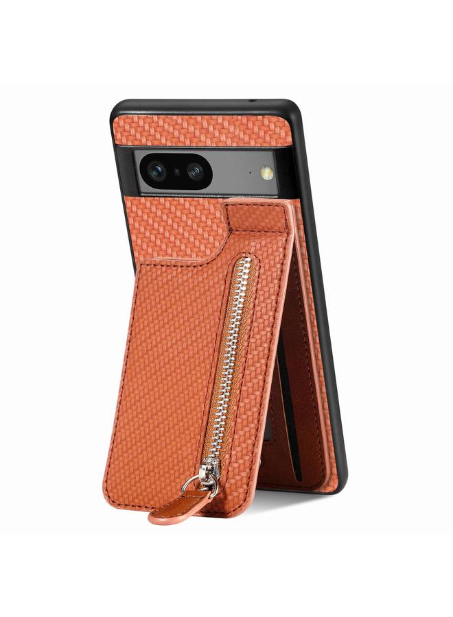 Zaboon Case For Google Pixel 7 Carbon Fiber Vertical Flip Zipper Phone Case - Image 2