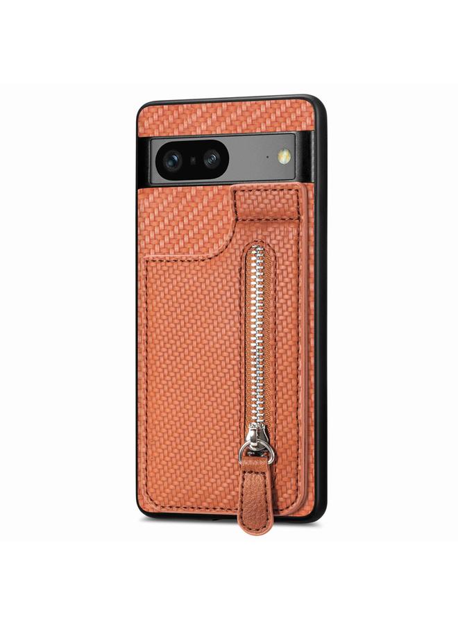 Zaboon Case For Google Pixel 7 Carbon Fiber Vertical Flip Zipper Phone Case - Image 1