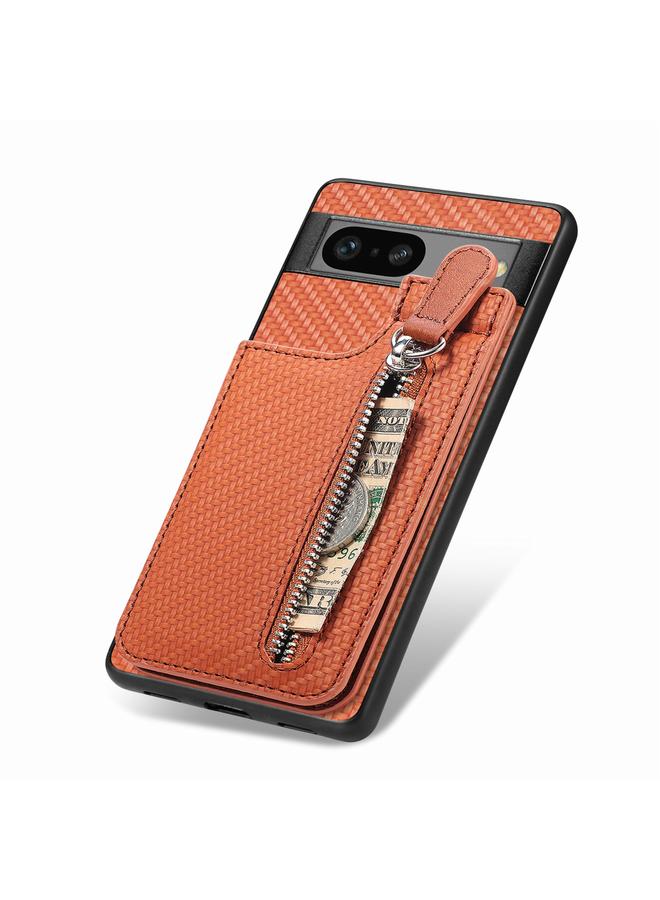 Zaboon Case For Google Pixel 7 Carbon Fiber Vertical Flip Zipper Phone Case - Image 4