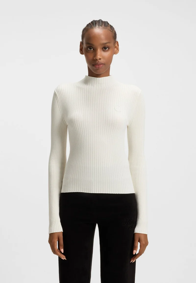HUGO Mock-neck sweater with embroidered Happy HUGO logo