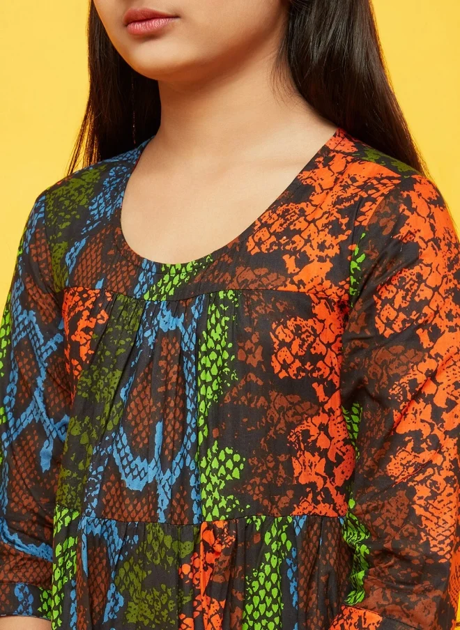 AKS Animal Print Maxi Dress for Girls
