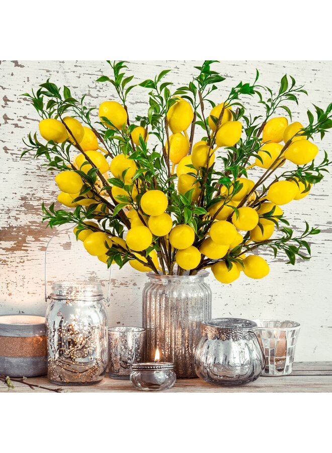 4PCS Lemon Decor Fake Lemons Branch Yellow Artificial Lemon for Kitchen,Party,Farmhouse,Table Centerpiece,Home Decoration - Image 4