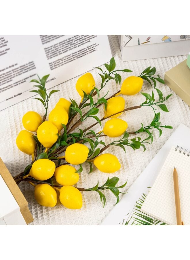 4PCS Lemon Decor Fake Lemons Branch Yellow Artificial Lemon for Kitchen,Party,Farmhouse,Table Centerpiece,Home Decoration - Image 5