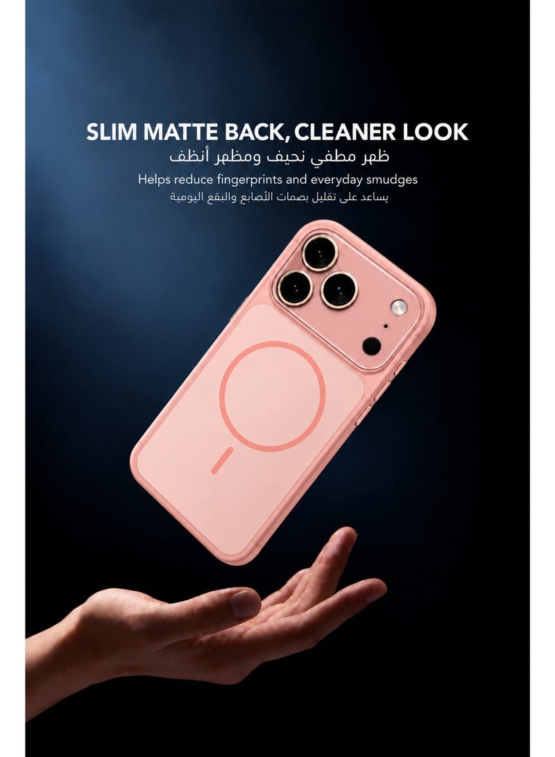SOKAD Large Viewport MagSafe Matte Pink Case for iPhone 18 Pro, Full Camera Protection, Anti-Fingerprint Slim Phone Cover with Metal Buttons - Image 3