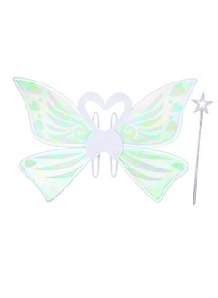 Fairy Wings White Fairy Wings for Women Girl and Kids with Fairy Wand Butterfly Wings Wand Fairy Princess Costume Accessories Princess Set for Cosplay Dress up Birthday Party