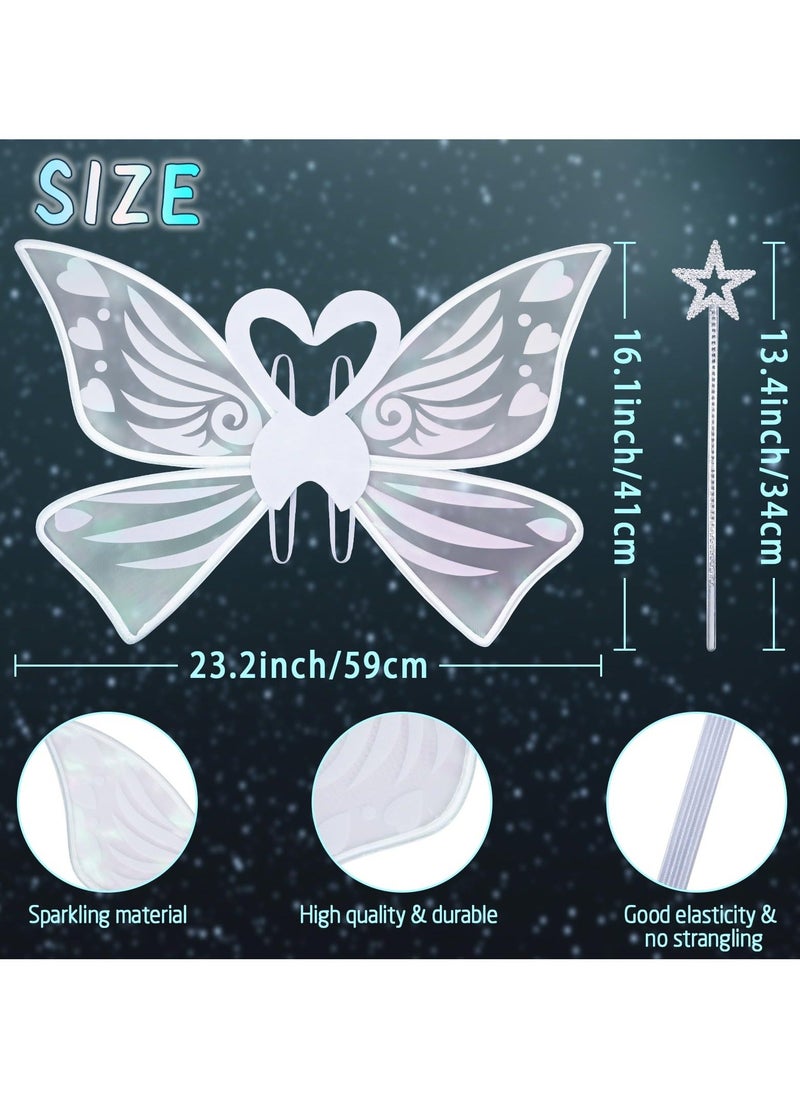 Generic - Fairy Wings White Fairy Wings for Women Girl and Kids with Fairy Wand Butterfly Wings Wand Fairy Princess Costume Accessories Princess Set for Cosplay Dress up Birthday Party - Image 1