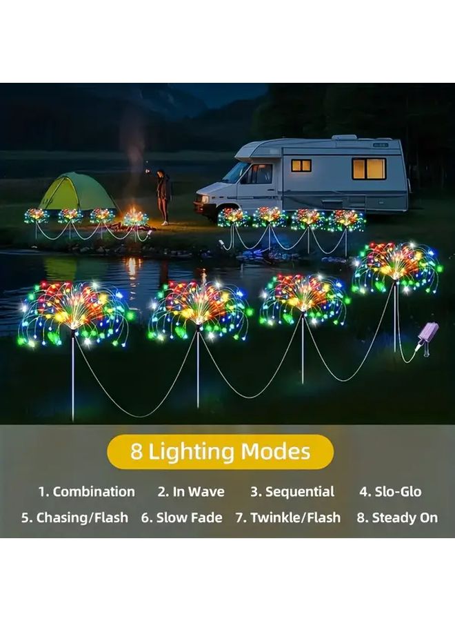 4 Pack Solar Garden Firework Lights 240 LED Warm White Outdoor Decor For Patio Pathway - Image 4
