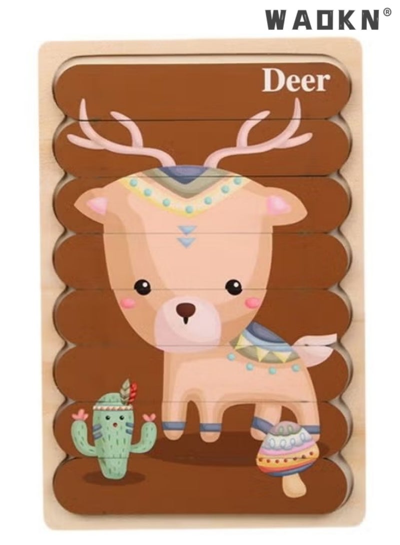 WAOKN Children's Jigsaw Puzzle Kids Educational Toys Kidult Toys Toys Jigsaw Wooden Bar Puzzle Toy Animal Puzzle Kids Puzzles