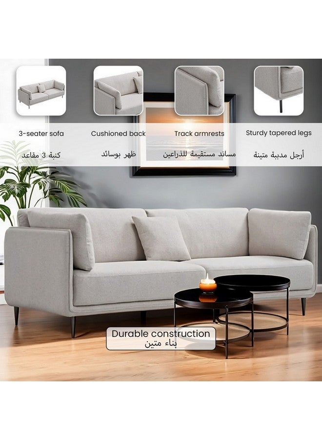 Micasa Fabric 3-Seater Sofa Beige 82 X 93 X 207 Cm Zm880-Bg  - Image 4