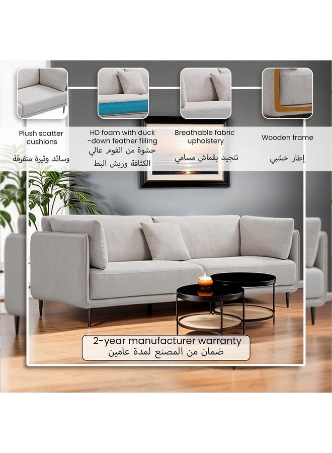 Micasa Fabric 3-Seater Sofa Beige 82 X 93 X 207 Cm Zm880-Bg  - Image 5
