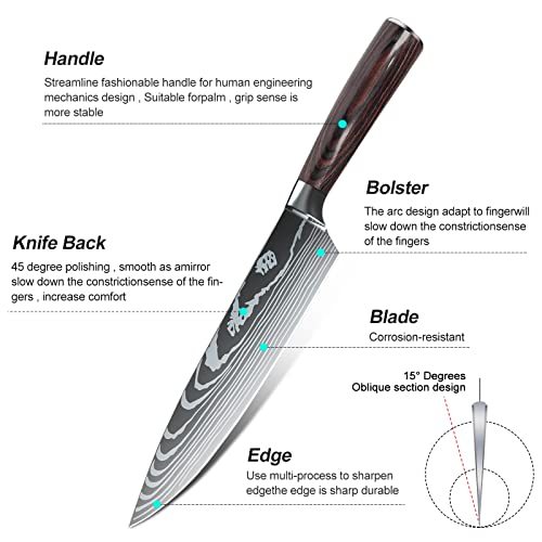 Dfito Knives Set for Kitchen, 5 Piece Sharp Knife Set with High Carbon Stainless Steel, Chef Knife Set professional with Gift Box - Image 3