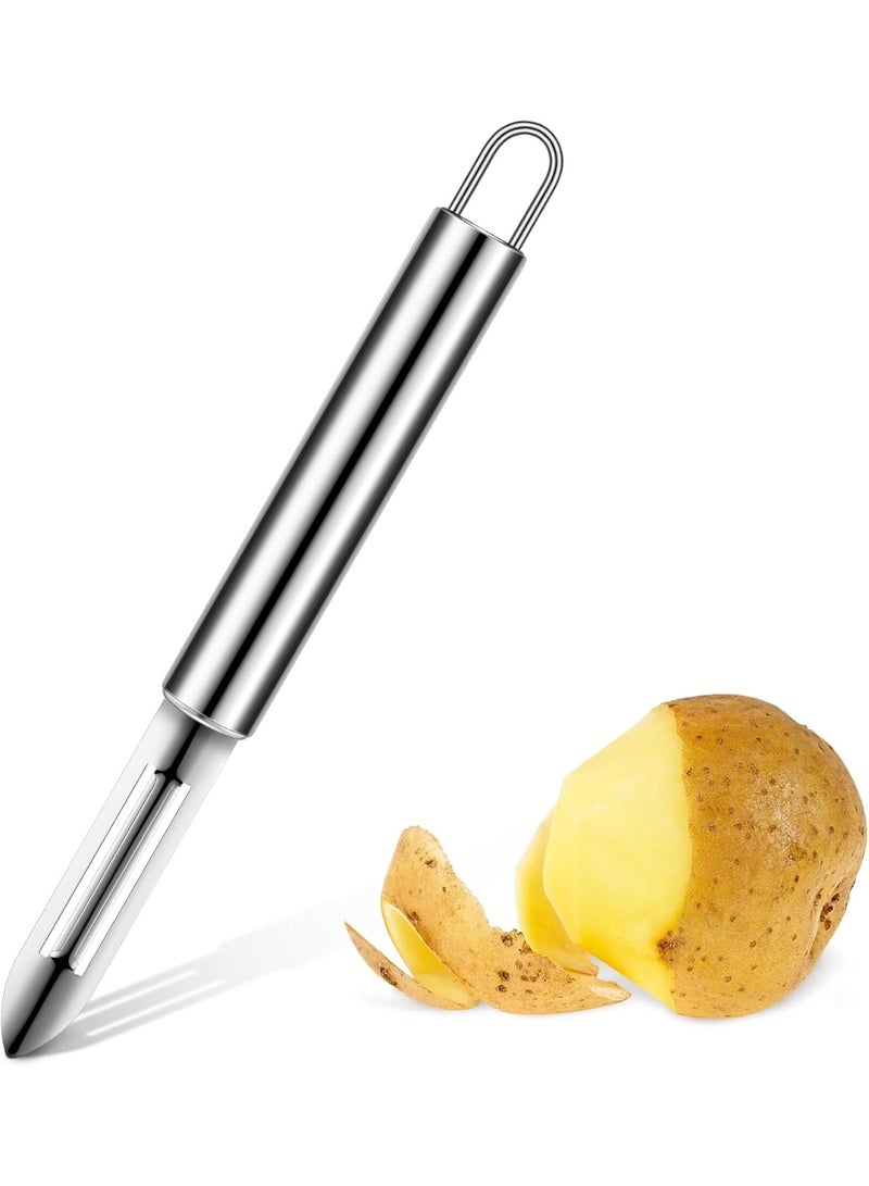 Potato Peeler Stainless Steel Vegetable Peeler Silver Julienne Peeler 7.5 Inches Straight Peeler Slicer for Kitchen Food Cutter - Image 1