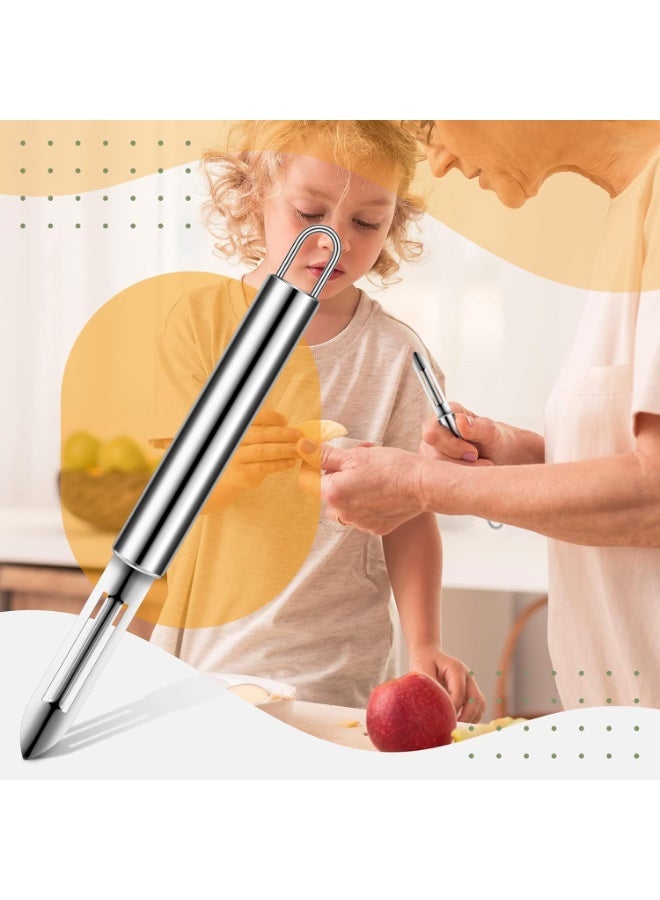 Potato Peeler Stainless Steel Vegetable Peeler Silver Julienne Peeler 7.5 Inches Straight Peeler Slicer for Kitchen Food Cutter - Image 4