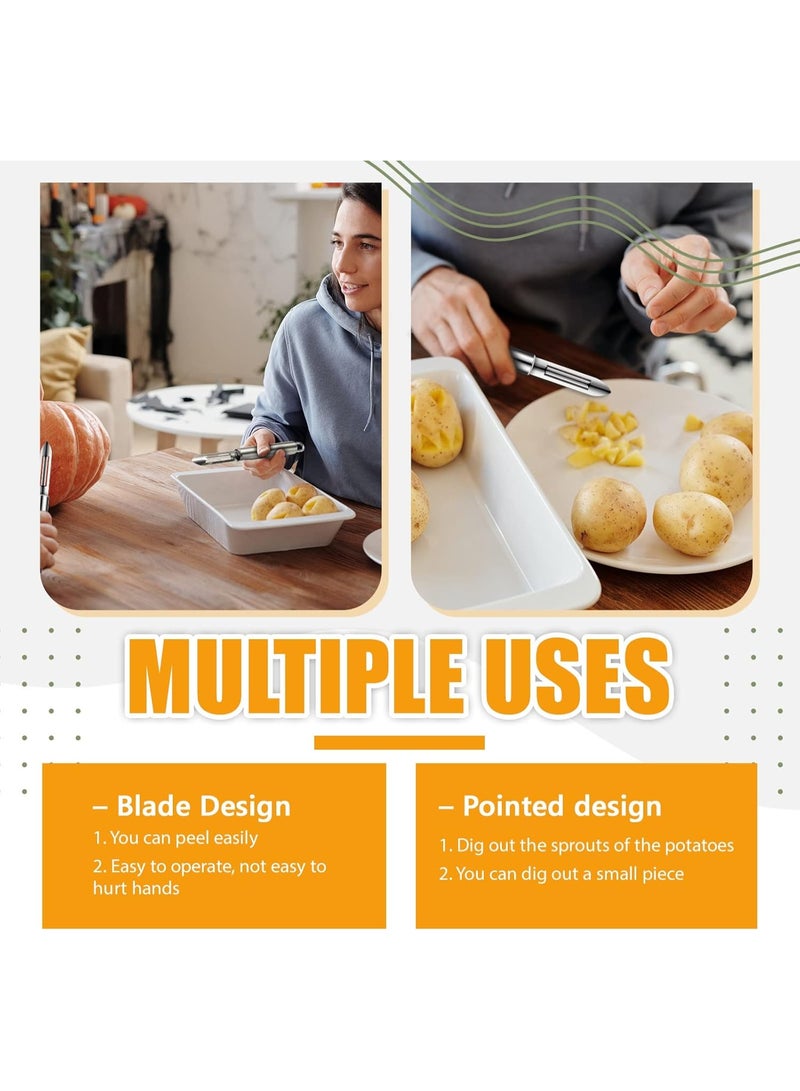 Potato Peeler Stainless Steel Vegetable Peeler Silver Julienne Peeler 7.5 Inches Straight Peeler Slicer for Kitchen Food Cutter - Image 5