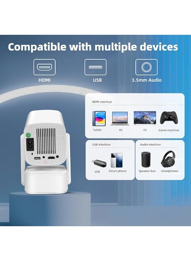 Portable Smart Projector with 180° Rotatable Design – 1080P Full HD Support, Android 11, Electric Focus, Auto Keystone & 5G WiFi 6 for Home Cinema - Image 2
