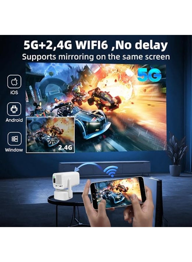 Portable Smart Projector with 180° Rotatable Design – 1080P Full HD Support, Android 11, Electric Focus, Auto Keystone & 5G WiFi 6 for Home Cinema - Image 5
