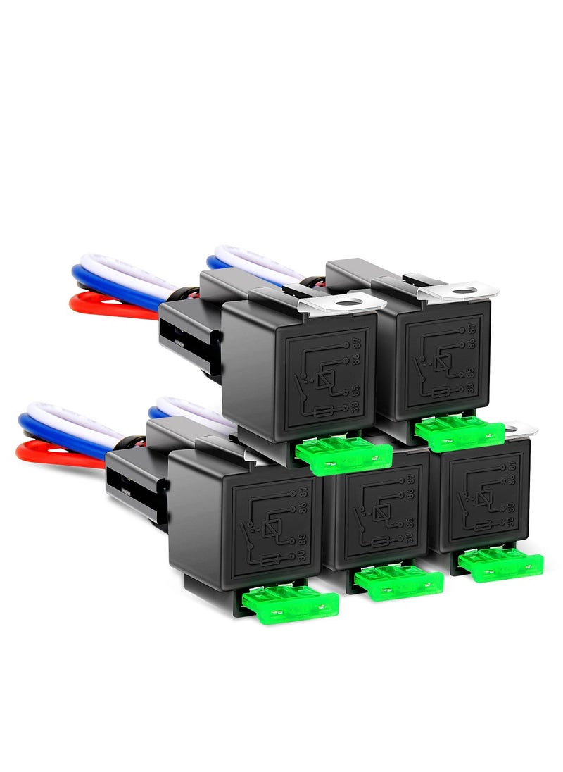 Nilight Nilight 50023R 5 Pack 30A Fuse Relay car Truck Socket kit-30A Switch Harness Set-12V DC 4-Pin SPST Automotive 14 AWG Hot Wires-Auto Switches & Starters S  - Image 1