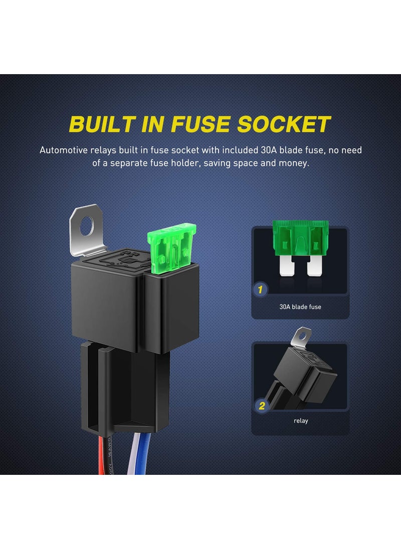 Nilight Nilight 50023R 5 Pack 30A Fuse Relay car Truck Socket kit-30A Switch Harness Set-12V DC 4-Pin SPST Automotive 14 AWG Hot Wires-Auto Switches & Starters S  - Image 3