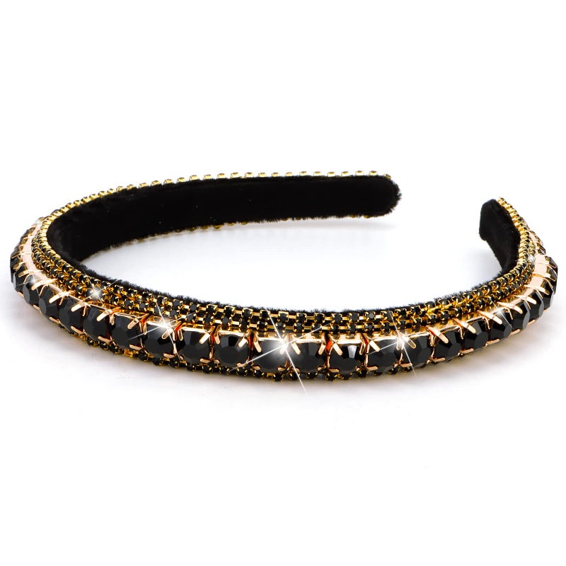 Wecoe Black Rhinestone Headband - Shine Bright Like a Diamond - Perfect for Weddings, Birthday, Parties, and Daily Wear - Great Gift for Women and Girls!