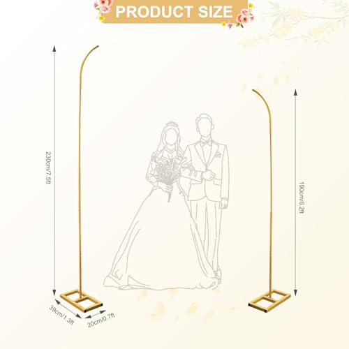 HeyMate Metal Arch Backdrop Stand Gold Curved Top Wedding Arch Set of 2 75FT62FT Wedding Arches Frames for Ceremony Baby ShowerBirthday Party Anniversary Graduation Decorations - Image 3