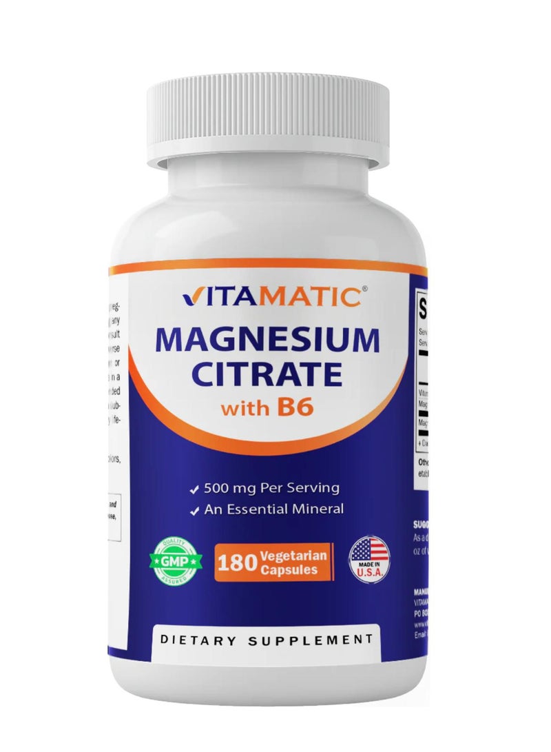 Vitamatic Magnesium Citrate with B6 180 Vegetarian Capsules