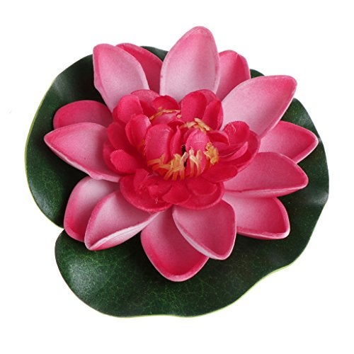 Tebatu Fake Floating Flowers Lotus Water Lily Plants Garden Tank Pond Decoration Light Pink 10cm - Image 2