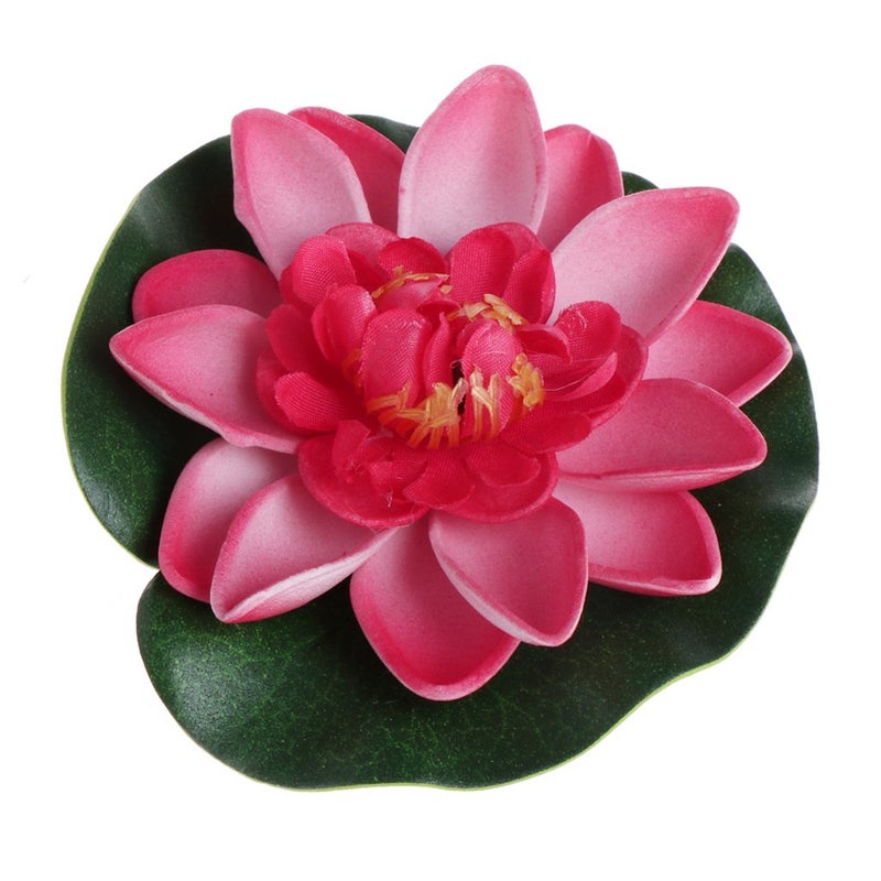 Tebatu Fake Floating Flowers Lotus Water Lily Plants Garden Tank Pond Decoration Light Pink 10cm - Image 1