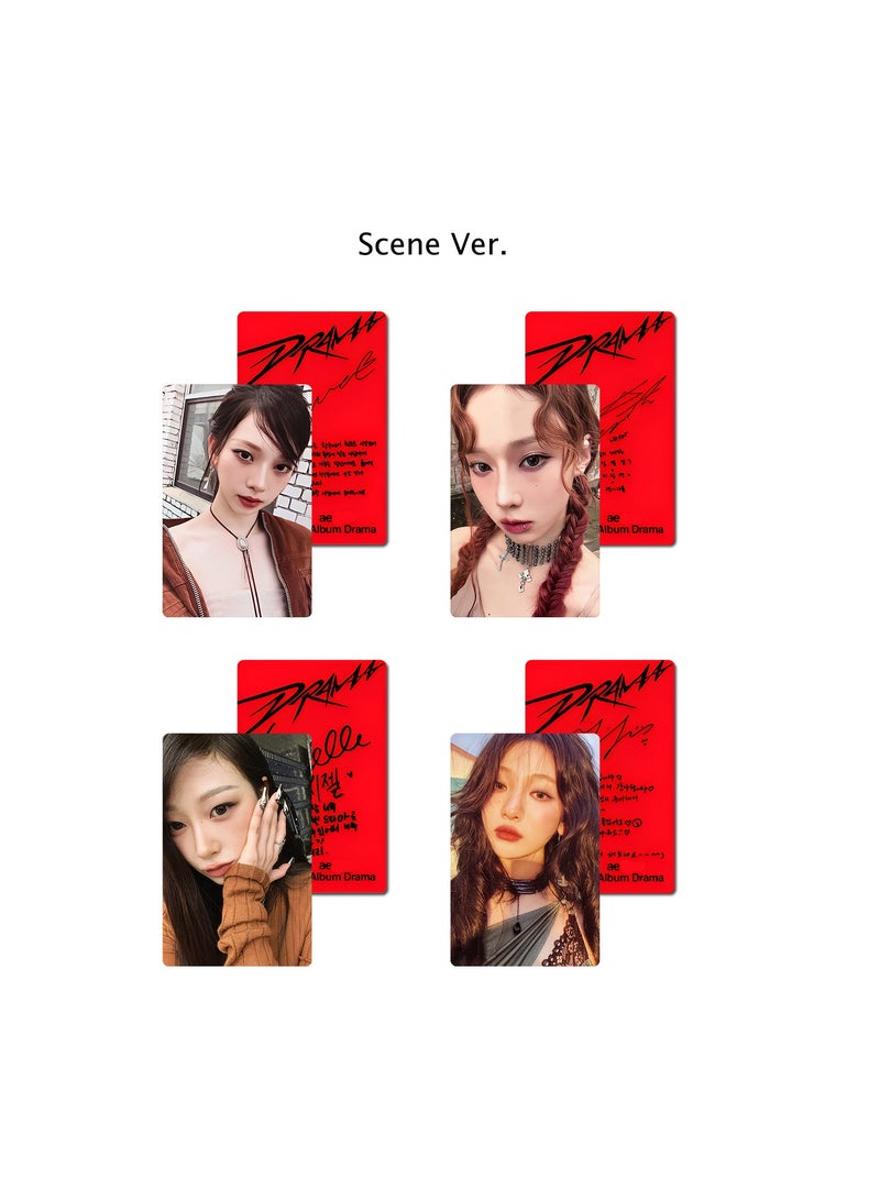 NIBEMINENT 4 Pcs Kpop AESPA Drama Lomo Cards Card For Fans Collection Gifts